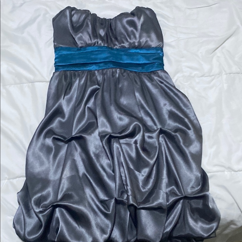Elegant Gray and Blue Dress